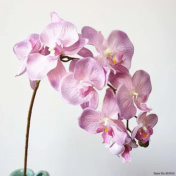  10 глави големи Изкуствени Цветя Орхидея Европейския Ретро стил Молец Пеперуда Орхидея Домашна Украса За Сватбени партита фалшива коприна флорес