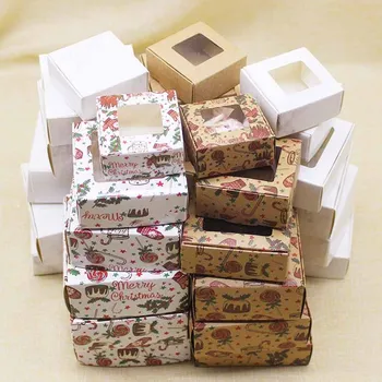 10шт Кутия От Крафт-Хартия Мраморна DIY Кутия шоколадови Бонбони Ръчна изработка Опаковка на Шоколад Чанта Рожден Ден, Весела Коледа Коледна Украса