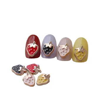  10шт метални ягоди комплект за нокти, жълт черен червен розов ягодово нокти окачване за нокти 3D НАПРАВИ си САМ бижута скъпоценен камък
