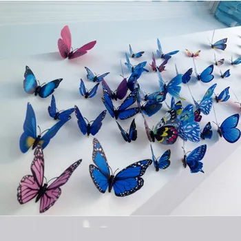  12шт пеперуда стикер на стената хол, спалня стена сватбена зала декорация на дома магнит жени 3D стикер за хладилник декор на стая