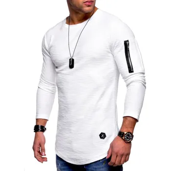  2021 нова мъжка тениска пролетно-лятна тениска топ мъжки памучен тениска с дълъг ръкав за бодибилдинг сгъваема мъжка тениска