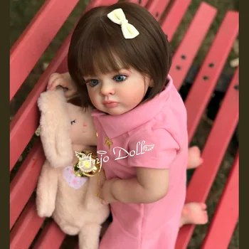  22-Инчов Bebê Reborn Прекрасен Tutti Готова Кукла Индивидуални Бебе Момиче Кукла Боядисана Кукла С Вкоренените Коса Muñecas Преродения