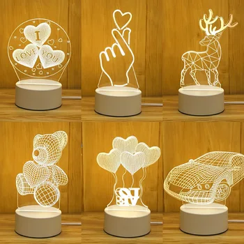  3D Акрилни USB Led Нощни лампи Неонова реклама Лампа Коледни Коледна Украса за Дома Хол Спалня Декор за Подаръци за Рожден Ден