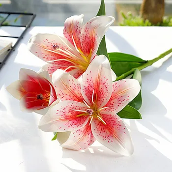  3D печат, Клон Лилия истински Изкуствени Цветя за дома Сватбена Декорация от бели фалшиви Цветя градински декор флорес