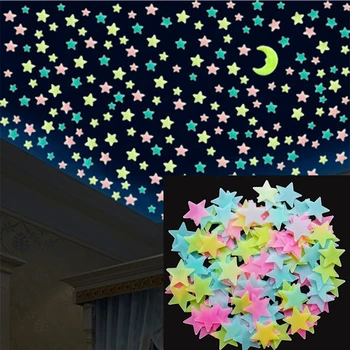  3D Устройство за съхранение на Енергия Светещи Звезди, Снежинки Етикети Цветни и Флуоресцентни Стикери За Стена DIY Детски Подаръци, Декорация на Дома
