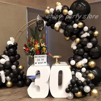  5-36 инча Латексови Балони Черен, Бял Цвят Сребро Рожден Ден на Сватбена Украса Балони Anniversaire Air Globos Arche златната топка