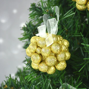  5шт 6 см Златни Коледни Плодове Топка Изкуствена Коледна Череша Бери Коледно Дърво Украшение Ноел Навидад Коледно Дърво за Украса