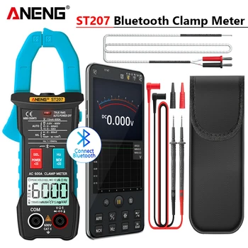  ANENG ST207 Цифров Bluetooth Мултицет Клещи 6000 Граф True RMS DC/AC Тестер за Напрежение Ac Ток Hz Капацитет на Ом