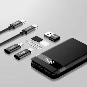  Budi Многофункционален Универсален Смарт Адаптер За Съхранение на Карти USB Box Безжичен Кабел За Данни Зареждане На Xiaomi Iphone Huawei Директен Доставка