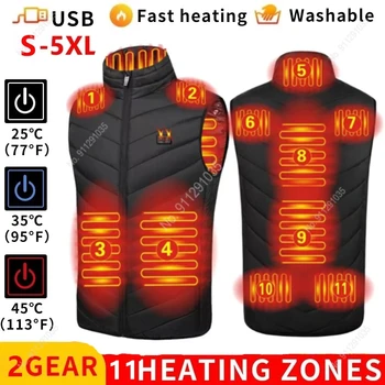  Chaqueta calefactora eléctrica ал hombre y mujer, abrigo térmico de grafeno con USB, ropa deportiva para acampar, 9 zonas