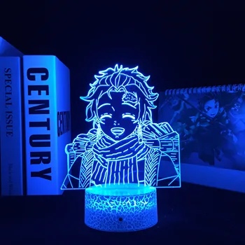  Demon Slayer Tanjiro Kamado Аниме Led Лампа Kimetsu No Yaiba за Подарък Бижу Спални лека нощ Манга Декор на 3D Светлина