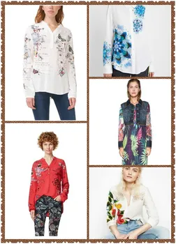  DESIGUAL испания 2020 популярни летни дамски блузи с отворено деколте и принтом за самоусъвършенстване, ризи, дрехи