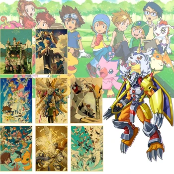  Digimon Adventure Три Плакати и Щампи Филм Аниме Стени Книга За Изкуството на Фотографията Плакат Платно за Живопис за Декорация на Дома
