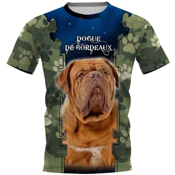  Dogue De Bordeaux, тениски с 3D принтом, дамски и мъжки Летни Ежедневни Тениски, Тениски с Къс ръкав, Забавни Животни, Къс Ръкав