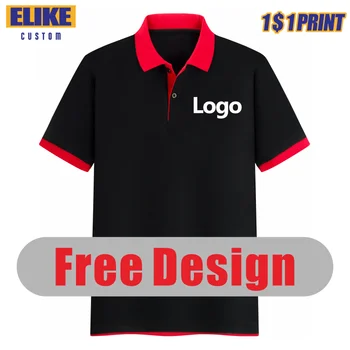  ELIKE 8 Цвята Контрастная Риза с къси ръкави С Яка На Поръчка С Бродерия на Лого, Напечатанная Лични Групови Дизайн на Летни Дрехи, Маркови Блузи