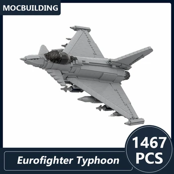  Eurofighter Typhoon Модел Moc градивните елементи на Колата-Боец от Серията САМ Събрани Тухли Дисплей Играчки, Детски Подаръци 1467 Бр.