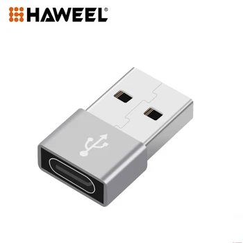  HAWEEL USB-C/Type-C Женски към USB 2.0 Мъжки адаптер от алуминиева сплав, подкрепа за зареждане и пренос на данни