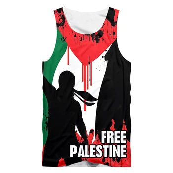  IFPD Оверсайз Майк Мъже С 3D Принтом Свободна Палестина Риза Без Ръкави от Полиестер, Дишаща Борбата За Свобода Жилетка на Американската Размер