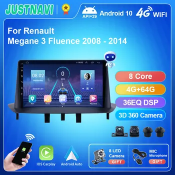  JUSTNAVI Android 10 Радиото в автомобила на Мултимедия За Renault Megane 3 Fluence Samsung SM3 2008-2014 Навигация DSP GPS Carplay 2Din DVD