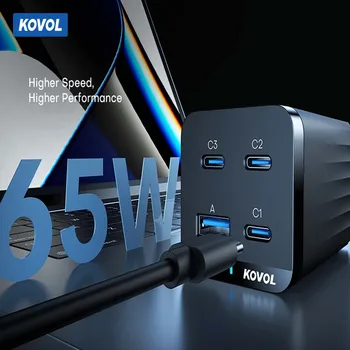  KOVOL 65 W GaN III USB C Бързо Зарядно Устройство за Бързо Зареждане 4,0 QC 3,0 PD Type C USB За Бързо Зареждане на Лаптоп MacBook Samsung iPhone 13