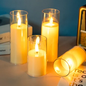  Led Свещ Лампа Електронна Свещ Led Свещ С Батерии Беспламенные Блестящо Чаени Свещи за украса на Сватбени Свещи