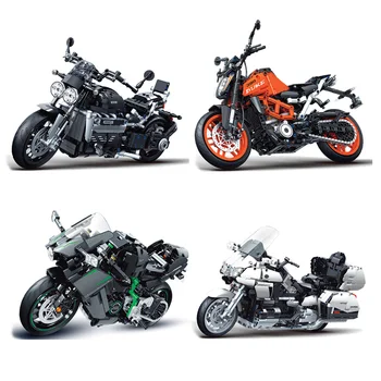  MOC Строителни Блокове Комплекти за Мотоциклети Комплекти за Моделиране Тухли Комплекти Градски Мотоциклет Състезателни Превозни Средства Тухлени Играчки Подаръци За Децата