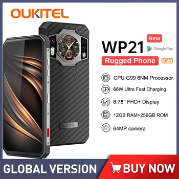  Oukitel Издръжлив и Водоустойчив Смартфон с 12 GB RAM 256 GB ROM Мобилни Телефони 9800 ма Мобилен Телефон 64 Mp Камера Отключени Мобилен телефон Android