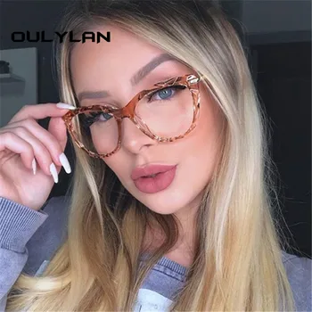  Oulylan Прозрачни Очила за Жени, Модни Рамки за Очила с Кошачьим Око, Прозрачни Рамки за Късогледство