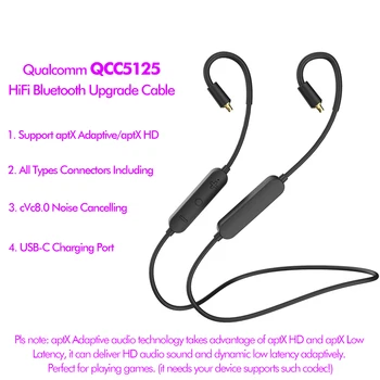  QCC5125 Ъпгрейд кабел aptX HD Bluetooth MMCX за Shure SE215 Fiio FH3 AKG N40 2Pin за ДОГОВАРЯЩИЯ ZST AS10 TRN V80 CCA C16 W4R UE18 TFZ