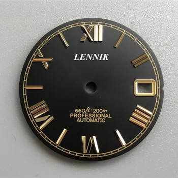  S-Watch gloden /черен циферблат с логото на s в арабски стил 28,5 мм, супер качество, за nh35 циферблат skx007/009/4r36/nh36 movment seik..