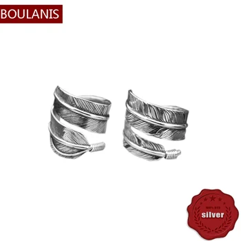  S925 пръстен от сребро с ръчно изработени перо чиста червена градинска снимка бижута двойка откриването на модерен стил ретро