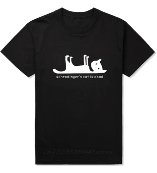  Schrodingers Cat is Dead ЗАБАВНО МЪЖКА ТЕНИСКА Science Geek Тениска С Принтом Любител на Котки Градинска Черна и Бяла Дрехи от 100% Памук