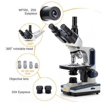  SWIFT-SW350T многоцелеви Биологичен Микроскоп 40X-2500X Тринокулярный Част Лаборатория за Оптичен микроскоп