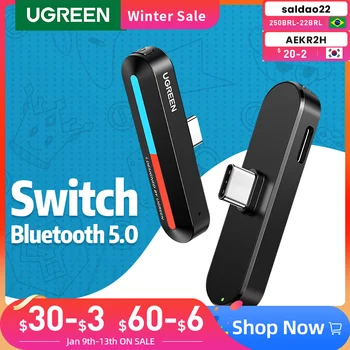  UGREEN Switch USB C Bluetooth 5,0 Аудиопередатчик Безжичен адаптер с ниско закъснение, Бързо зареждане на 18 W, за приемник на Nintendo Switch