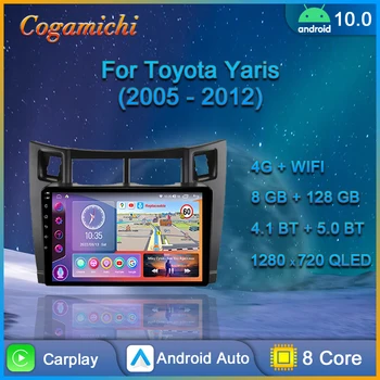  Авто Мултимедиен Плеър За Toyota Yaris Автомагнитола 2005-2012 Android Авто GPS Навигатор 2 Din Carplay Стерео Сензорен Екран 8 CORE