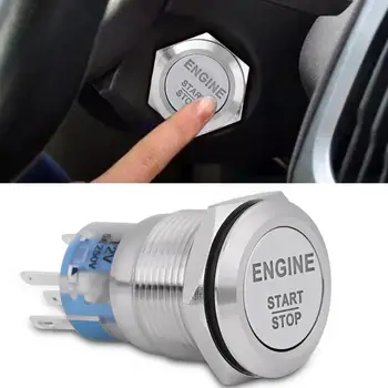  Автоматично 19 мм Ключа за Запалване 12V Бял LED Автомобилен Двигател Старт-Стоп Бутон Превключвател