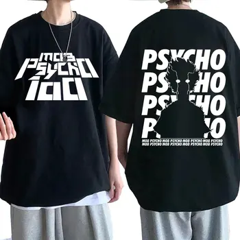  Аниме Mob Psycho 100 Тениска с Принтом Сигео Кагеямы, Мъжки И Дамски Памучни Тениски с Къс Ръкав, Тениска с Изображение на Манга, Върховете Оверсайз