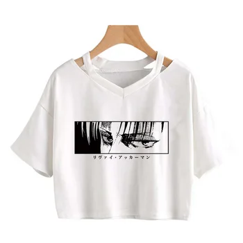  Атака на Титаните Тениска женска Манга на Японски Аниме Shingeki No Kyojin Тениска Пънк с V-образно деколте, Секси Съкратен Топ Тениска тениска camiseta