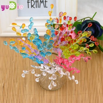  Безплатна доставка 10шт Капки Вода Изкуствен Акрилни Цветя Избира Crystal Диаманте Цветни Клони За Вечерни Сватбени Декорации