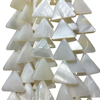  Безплатна Доставка на Красиви бижута 12x14 мм Бял Седеф във формата на Миди Триъгълници Свободни Мъниста PG9032