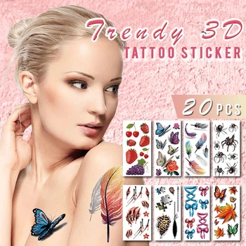  Временни Татуировки Стикер Боди-арт Татуировка Стикер 3D Пеперуда Розата е Цветето на Перо Татуировка Водоустойчив ръка на рамото фалшива татуировка