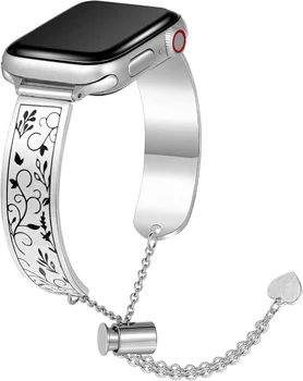  Въжета за часа с цветен надпис за Apple Watch Band 38 мм 40 мм 41 мм, от неръждаема Стомана Гривна за Iwatch серия