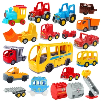  Големи Строителни Блокове На Детски Камион Автомобил Автобус На Градския Трафик Серия Моделиране Аксесоари Съвместими Големи Тухли Детски Образователни Играчки Подарък
