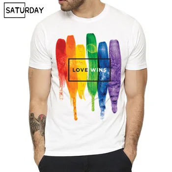  Гордостта на ЛГБТ Гей Любов Лесбийки Дъгата Дизайн на Тениски с Принтом за Мъже и Жени Годишна Ежедневна Тениска Love is Love Унисекс Облекло