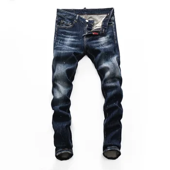  Европейската марка dsq, мъжки италиански дънкови панталони, дизайнерски готини дънки с топ, Мъжки Тесни дънки, дънкови панталони, сини Панталони с дупки, дънки за мъже