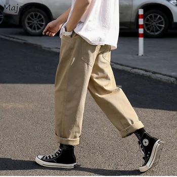 Ежедневни Панталони-карго, Мъжки Обикновена Прости мъжки Панталони в стил ретро, Модерни Улични Универсални японски Улични Свободни S-5XL За Почивка