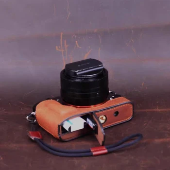  За SONY RX1R RX1 Външен Дизайн на Батерията Защитен ръкав Калъф За Фотоапарат От Естествена Кожа, Ръчна изработка Наполовина Чанта За Тялото, Долната част на Кутията