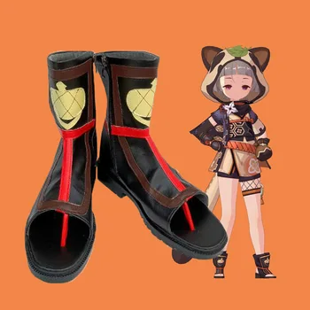  Играта Genshin Impact Sayu Cos Обувки От Изкуствена кожа Удобни Обувки С висока степен на Възстановяване на Cosplay Тема Аниме