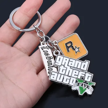  Играта PS4 GTA5 Grand Theft Auto 5 Ключодържател Рок Звезда Ключодържател за Жени, Мъже Ключодържател Подарък Аксесоари