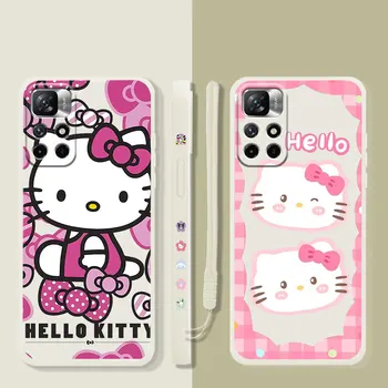  Калъф За телефон на Hello Kitty с Розов и Червен нос и Течни Шоколади За Xiaomi Redmi Note 11 11T 9 9S 8 10 Pro за Redmi 8 9T 9А 9В 10В K40 Калъф